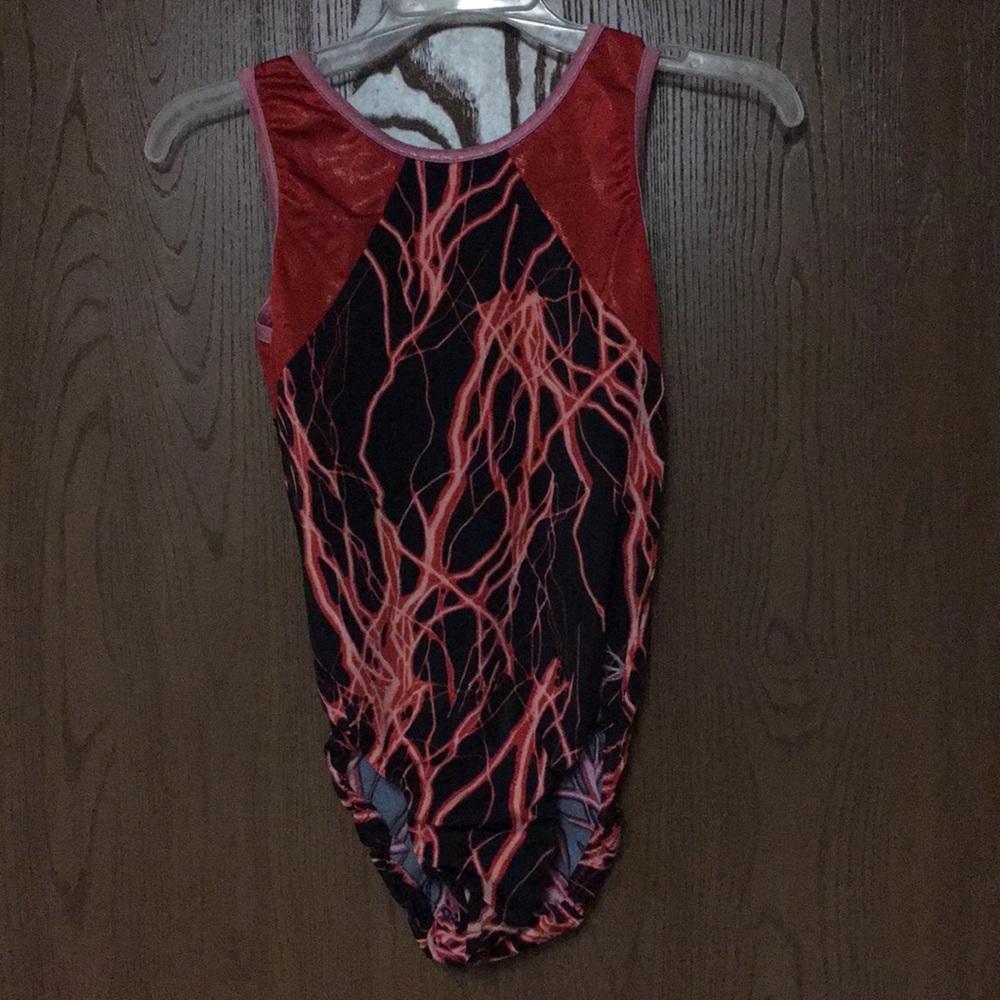 Dreamlight Red  Lightening Gymnastics Leotard